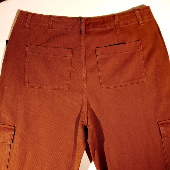 BROADWAY 38 Pants  sz 10  Med Brown  Boxy  Western  Wide-Leg  Cropped  Cargo NWT - Picture 6 of 9
